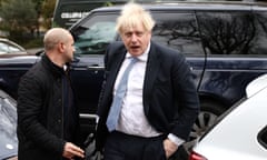 Boris Johnson arrives at a residence in London on Friday