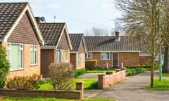 Bungalows in a suburban UK neighbourhood in spring