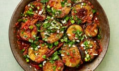 Yotam Ottolenghi's prawn-stuffed eggplants in tamarind tomato sauce