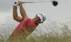 Brian Harman hits a drive on the 10th hole during the third round of the US Open. He ended the round one shot ahead of a trio of players including the Englishman Tommy Fleetwood.