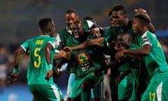 Idrissa Gueye celebrates after giving Senegal the lead.