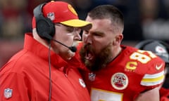 Travis Kelce vents his frustration at Andy Reid during the Chiefs’ Super Bowl win over the San Francisco 49ers