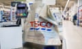 a Tesco checkout with Tesco bags for life