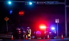 Austin Police officers close La Crosse Avenue near Mopac Expressway in Austin, Texas late Tuesday, Dec. 5, 2023. Texas authorities say a daylong series of attacks in Austin has left four people dead and at least three injured, and a man believed to be connected to them and the deaths of two people near San Antonio was taken into custody. (Sara Diggins /Austin American-Statesman via AP)