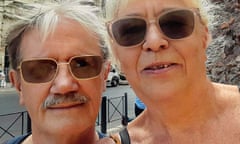 A selfie of Tony and Shelagh standing by the Colosseum on their mini-break in Rome