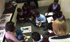 School children learn about the Guardian