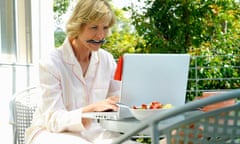 Woman working from garden