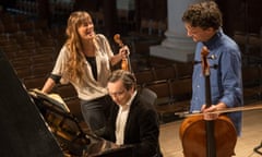 Violinist Nicola Benedetti, cellist Leonard Elschenbroich and pianist Alexei Grynyuk at Cheltenham.