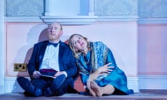 A farce masterclass … Adrian Scarborough and Sophie Thompson as Maurice and Rosemary Ransome in The Clothes They Stood Up In.