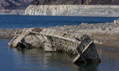 The landing craft used to transport troops or tanks was revealed on the shoreline near Lake Mead.