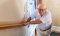 Senior man climbing stairs