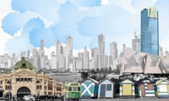 Composite illustration of Melbourne cityscape