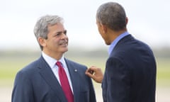 President Barack Obama and Steve Adler, mayor of Austin