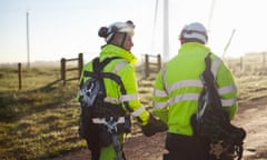 Two engineers at wind farm