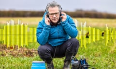 FEB 2024 - LONDON: Researchers are testing how to listen to the sounds soil makes. Listening out for like worms/ants.
Pictured; Dr Carlos Abrahams listening to the soil.
(Photography by Graeme Robertson / The Guardian )