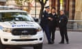 Police are seen outside the Royal Prince Alfred Hospital in Sydney, where Mert Net, the 21-year-old man arrested over yesterdays CBD knife attacks, is currently under police guard.