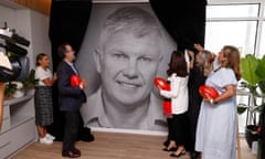 Danny Frawley Centre Launch<br>MELBOURNE, AUSTRALIA - MARCH 01: Minister for Tourism, Sport and Major Events Martin Pakula and Federal Senator the Honourable Jane Hume unveil a portrait of Danny Frawley during the Danny Frawley Centre Launch at Moorabbin Reserve on March 01, 2022 in Melbourne, Australia. The Centre will aim to improve physical and mental health for athletes. (Photo by Darrian Traynor/AFL Photos/Getty Images)