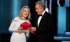 An image of Beatty and Dunaway at 89th Annual Academy Awards, where La La Land was incorrectly announced as the winner of Best Picture over Moonlight.