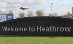 'Welcome to Heathrow' sign with plane above