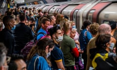 A packed platform at a London underground station in late June.