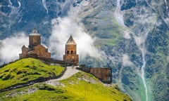 Gergeti Trinity Church under Mount Kazbegi in Georgia.