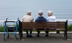 Three older people on bench