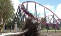 A fallen tree outside Movie World on the Gold Coast after severe weather battered Queensland on Christmas Day and Boxing Day.