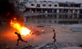 Palestinians displaced by the Israeli air and ground offensive on the Gaza Strip.