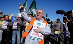 Former P&O staff and RMT members block the road leading to the Port of Dover