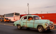 Sharing a almendrón (collective taxi) is a cheap and fun way of riding in the vintage American car.