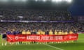 La Liga teams gathered before their matches to hold a banner reading 'racists out of football' in support of Vinícius Júnior