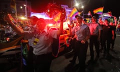 Police officers during the Sydney Gay and Lesbian Mardi Gras in 2019. A bid to prevent police and prison officer floats from the 2021 event has failed