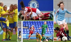Birmingham City celebrate Aoife Mannion’s winner against Bristol City; Arsenal show their joy after Jordan Nobb makes it 5-0 at Chelsea; Manchester City’s Caroline Weir and Yeovil concede against Liverpool