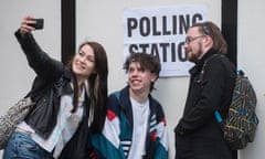 Young voters in Barnet, north London, on election day 2015.