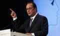 French President Francois Hollande delivers his speech about democracy and terrorism as he looks ahead to a potential bid for a second term, Thursday Sept. 8, 2016 in Paris. (AP Photo/Christophe Ena, Pool)