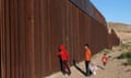 MEXICO-US-BORDER-PRAYER<br>Kids from Anapra, a neighbourhood on the outskirts of Ciudad Juarez in Mexico, are seen by the border fence during a prayer with priests and bishops from Mexico and the United States to ask for the migrants and people of the area, on February 26, 2019. - Built two years ago, the Anapra fence is one of several reinforced border barriers that the administration of US President Donald Trump calls the first sections of the wall. (Photo by Herika MARTINEZ / AFP)HERIKA MARTINEZ/AFP/Getty Images