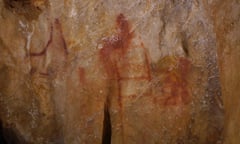 Neanderthal paintings are seen in a cave in Pasiega, Spain in this photo obtained February 21, 2018. Univeristy of Southampton/Handout via REUTERS - ATTENTION EDITORS - THIS IMAGE WAS SUPPLIED BY A THIRD PARTY  NO RESALES. NO ARCHIVES.?