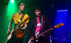 Johnny Marr performs with his son, Nile Marr, and his band Man Made at the Night &amp; Day Cafe in 2016.