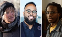 (from left) shortlisted poets Selima Hill, Kevin Young and Kayo Chingonyi.