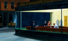 Nighthawks by Edward Hopper<br>Edward Hopper (American, 1882-1967), Nighthawks, 1942, oil on canvas, 84.1 x 152.4 cm (33 1/8 x 60 in.), Art Institute of Chicago --- Image by Corbis