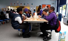 Children at a pre-school breakfast club.