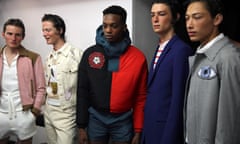 Models wait backstage at the Topman Design catwalk show at London Collections: Men.