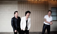 Tre Cool, Billie Joe Armstrong, and Mike Dirnt, from the rock band Green Day, Oakland, January 21st, 2020.