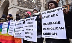 Activists from the Lesbian and Gay Christian Movement at the general synod in London in 2017