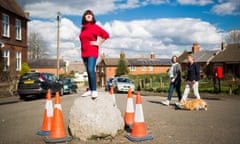 Soulbury Boot (a stone), Soulbury, Bucks.

A large boulder which has sat in the middle of a road for hundreds of years will not be moved, despite a car crashing into it, the local council has said.

Local resident June Wright stands on top of the Soulbury Boot. 

Photograph by Felix Clay