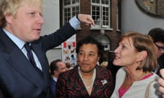 Boris Johnson with Patricia Scotland, centre, at a Spectator summer party in 2011