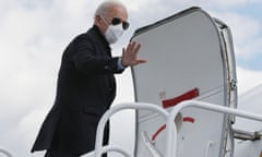 Joe Biden Travels To Michigan To Campaign For President<br>NEW CASTLE, DE - OCTOBER 02: Democratic presidential nominee and former Vice President Joe Biden boards his campaign plane before traveling to Grand Rapids, Michigan, at New Castle County Airport October 2, 2020 in New Castle, Delaware. Biden said he tested negative twice Friday for the coronavirus after it was reported that U.S. President Donald Trump and first lady Melania Trump tested positive for COVID-19. (Photo by Chip Somodevilla/Getty Images)