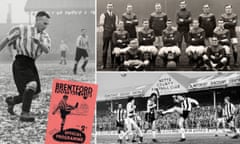 LEFT Idris ‘dai’ Hopkins Brentford F.c. 1947. TOP RIGHT Bradford City Football Club, circa 1920. BOTTOM RIGHT Notts County’s Trevor Christie clears the ball during their First Division match against Aston Villa at Meadow Lane in Nottingham, 16th January 1982.