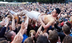 ‘Restless, without respite’: Lias Saoudi performing with Fat White Family at Crystal Palace Bowl, London, in 2021.