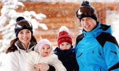 Catherine, Duchess of Cambridge and Prince William, Duke of Cambridge, with their children, Charlotte and George, on skiing break the French Alps